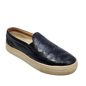 Soludos Leather Embossed Croc Bondi Platform Sneakers Black‎ Size 10